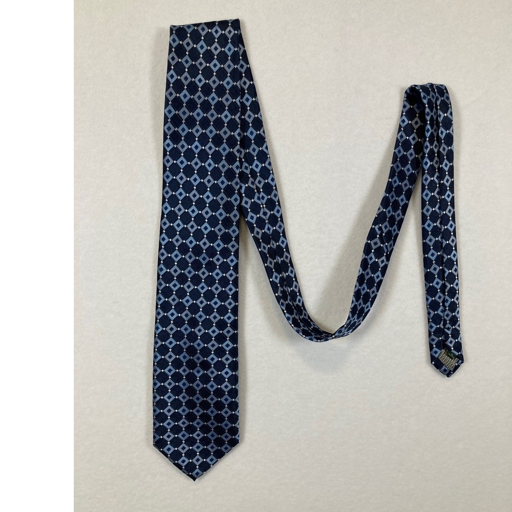 David‎ Taylor Collection Necktie Mens OS Navy Blue Geometric Diamond Pattern Tie
